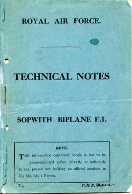 Document: Sopwith Biplane Technical Notes - Cover