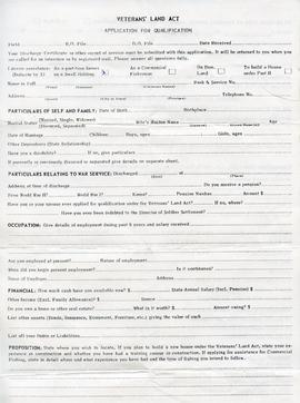 Document: Veterans' Land Act Form - Page 1