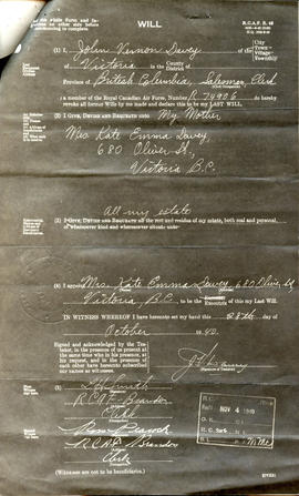 Document: Official Copy of John Davey's Will - Page 1