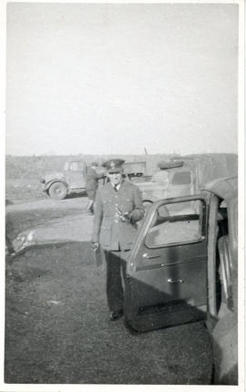 Photo: RCAF Airman in Front of Car