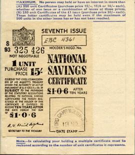 Document: National Savings Certificate - Page 1