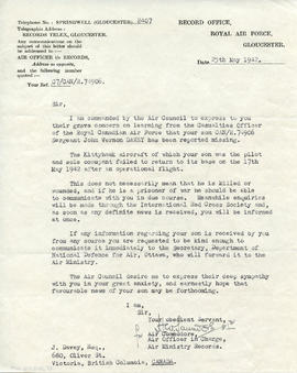 Document: Letter from RAF Records Office - May 25, 1942