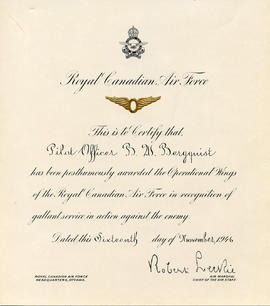 Document: Operational Wings of the RCAF Certificate