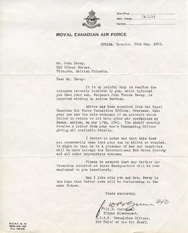 Document: Letter from RCAF FL Corcoran - May 20, 1942