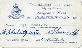 Document: Sergeants' Mess Membership Card