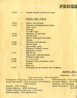 Document: RCAF Sports Day Programme - Page 1