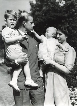 Photo: Princess Elizabeth and Prince Philip with Prince Charles and Princess Anne