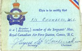 Document: Sergeants' Mess Card