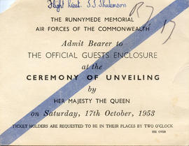 Document: Invitation to the Unveiling of the Runnymede Memorial