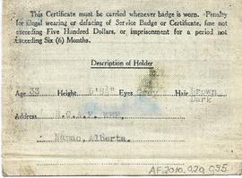 Document: Department of National Defence Card - Back