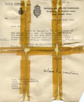 Document: Letter from Imperial War Graves