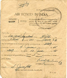 Document: Air Force in India Leave Form