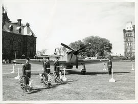 Photo: RCAF in Front of Spitfire During Battle of Britain Ceremony