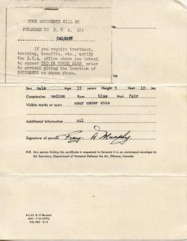 Document: RCAF Service Certificate - Back