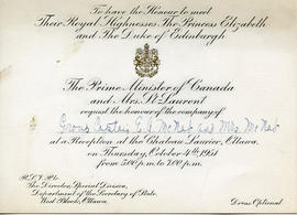 Invitation: To E.A. McNab from Prime Minister of Canada to Attend Reception
