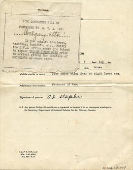 Document: RCAF Certificate of Service - Back