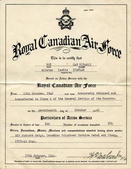 Document: RCAF Certificate of Service