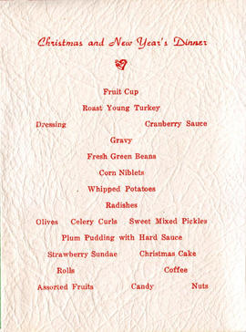 Document: Christmas 1952-53 Dinner Menu - Page 3