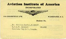 Document: Aviation Institute of America Student Card