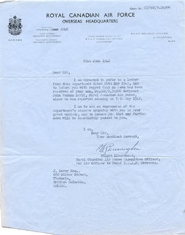 Document: Letter from RCAF Overseas Headquarters - June 22, 1942