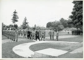 Photo: Duke of Edinburgh and E.A. McNab Walking Between RCA Personnel