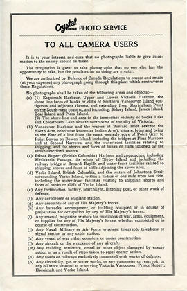 Document: YMCA POW Wartime Log - Crystal Photo Service Pamphlet
