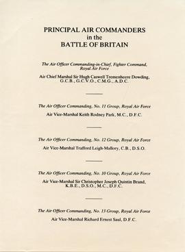 Document: Principal Air Commanders in the Battle of Britain