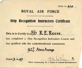 Document: Ship Recognition Instructors Certificiate